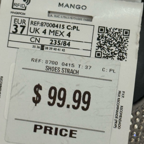 Mango MNG Rhinestone Pointed Toe Heels Pump Holiday Party Euro 37 US 6.5 New $99 - Picture 8 of 8